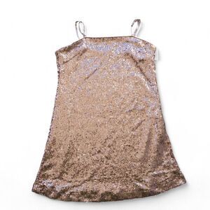 In Loom Thin Strap Sequin Mini Dress Rose Gold Women's Small (S)